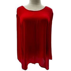 Ashley Stewart Red Back Bow Detail Scoop Neck Flowy Long Sleeve Blouse NWT-12